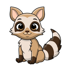 Cute raccoon cartoon on white background