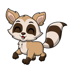 Cute raccoon cartoon on white background
