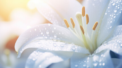 Romantic Lily Flower: Spring Morning with Water Drops