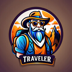 Fototapeta premium Traveler mascot logo design with character 