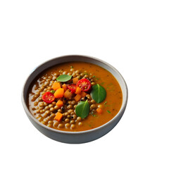 Vegan Lentil Soup IIllustration Art With a Transparent Background Generative AI.
