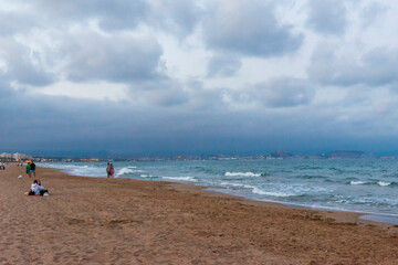 PLAYA VIRGEN SPAIN ARENALES DEL SOL ALICANTE DIA CON NUBES EN EL MAR 2023