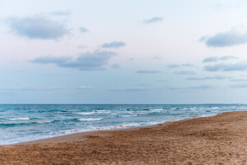 PLAYA VIRGEN SPAIN ARENALES DEL SOL ALICANTE DIA CON NUBES EN EL MAR 2023