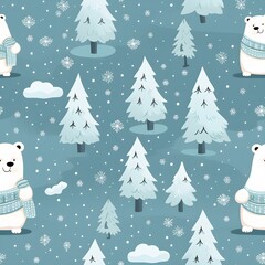 Polarbear winter in Christmas pattern