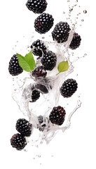 Blackberries with Water Drops, Transparent Background, PNG, Fresh Berries Image