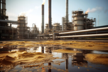 Obraz premium Biomass feedstock being converted into bio-based chemicals at a bio-refinery, contributing to vision of a circular economy. Generative Ai.