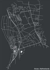 Detailed hand-drawn navigational urban street roads map of the Dutch city of ARCEN, NETHERLANDS with solid road lines and name tag on vintage background