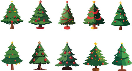 Set of christmas trees. Vector.