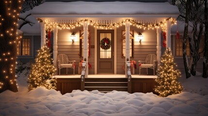 Obraz na płótnie Canvas Beautifully decorated house in december. Merry Christmas!