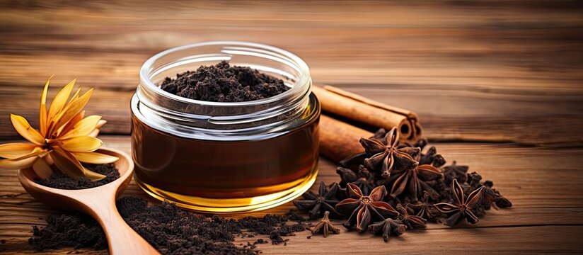 Using a clove oil face mask on a wooden surface made with clove oil and olive oil serves as a remedy to remove dirt and blackheads from the skin