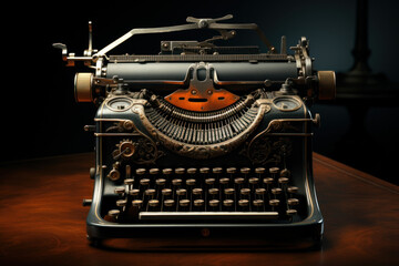 An antique typewriter, a symbol of a bygone era when the written word was a tangible art. Generative Ai.