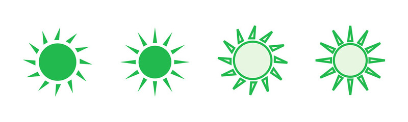 Sun icon set. Brightness Icon vector