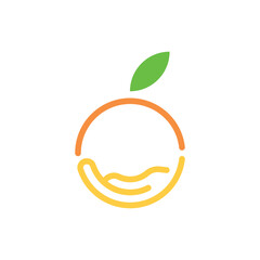 Orange fruit logo design illustration vector template