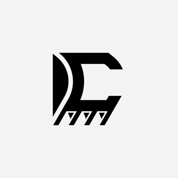 Letter C Excavator logo design illustration vector template