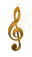 png  golden 3d music note and shiny glowing stars on transparent background, vertical social media and story design element 
