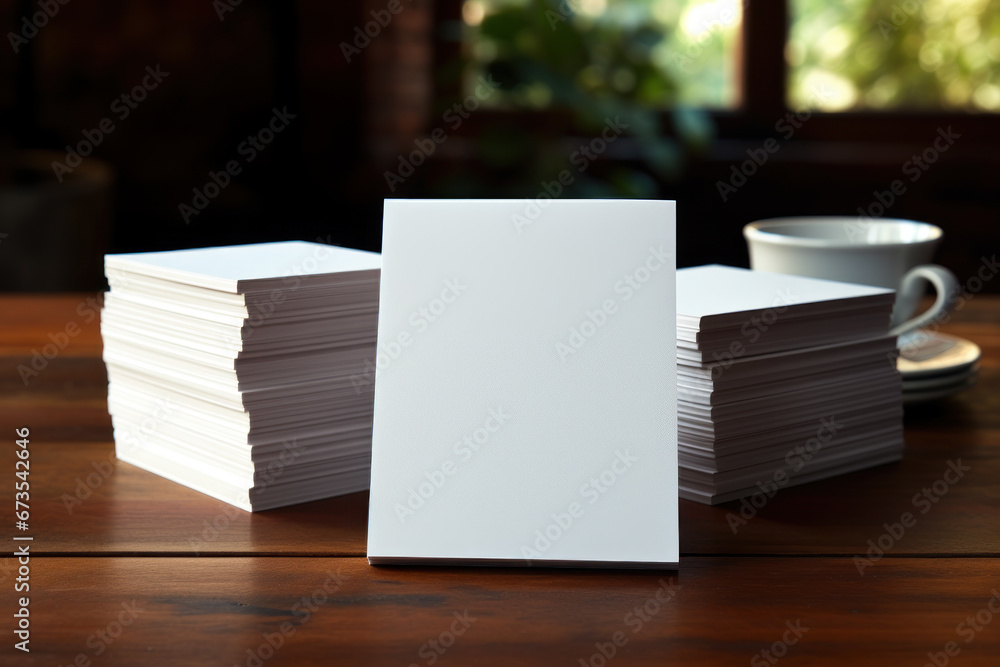 Poster a stack of blank business cards, symbolizing customization for personal or professional use. generat