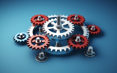 Fototapeta na wymiar colorful gear wheels as a design template,blue background