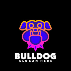 Bulldog head cartoon Gradient colorful logo 