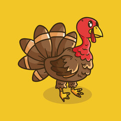 Funny Turkey bird cartoon vector illustration. Cartoon Vector illustration of Cute Thanksgiving Turkey Bird. Turkey bird vector illustration.