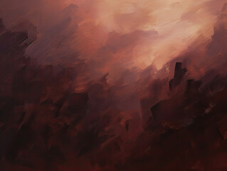 a painting of a red sky with clouds. Expressive Maroon oil painting background