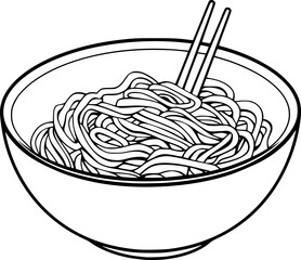Outline illustration of noodle for coloring page