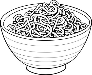 Outline illustration of noodle for coloring page