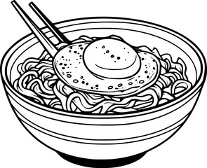 Outline illustration of noodle for coloring page