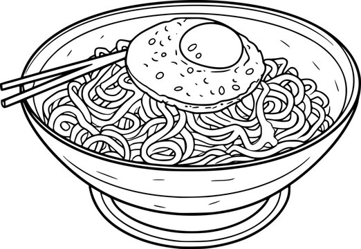 recommend clip art: Outline illustration of noodle for coloring page