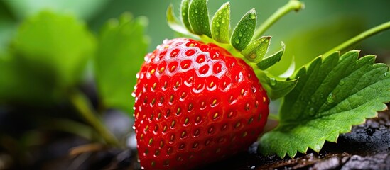 Thailand s ripe and refreshing strawberry adorned with vibrant green leaves symbolizes the concept of nutritious food choices