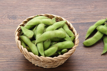 Edamame, fresh green soybeans
