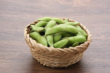 Edamame, fresh green soybeans
