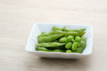 Edamame, fresh green soybeans
