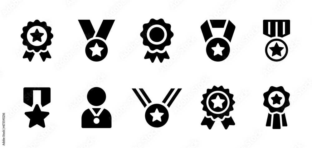 Wall mural medal icon vector set. winner, award and victory symbol collection.