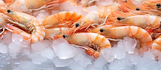 Fresh shrimp from the Asian market available at a reasonable price sourced directly from a shrimp farm - obrazy, fototapety, plakaty