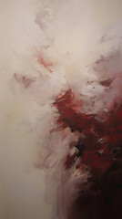 an abstract painting with red and white colors. Expressive Crimson oil painting background