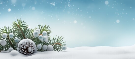Fototapeta na wymiar Snow covered branch of the Christmas conifer