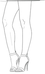 Sexy legs woman, high-heeled shoes, sketch drawing style - 673547007