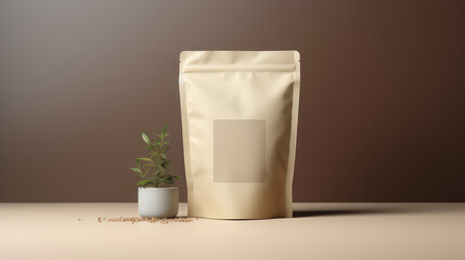 Blank tea bag design for tea bagging. Mockup template of loose leaf tea packaging. Copy space, minimal style. 