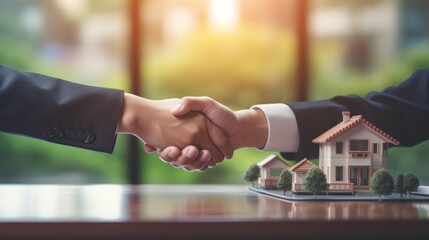 lease, rental and selling home. Dealership manager handshake customer to the new homeowner. rent house, Sales, loan credit financial, insurance, Seller, dealer, installment gen by AI