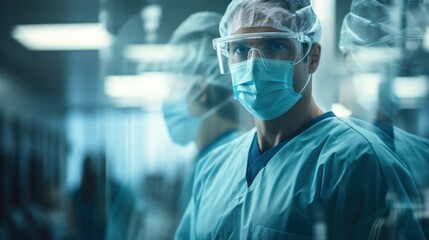 closeup doctor and the hospital operating room, surgery, surgeon, patient, person, operation, medicine, clinic, health, medic, nurse, equipment, mask, professional
