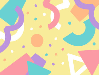 優しい色味のポップでかわいいメンフィスデザイン。賑やかで楽しげな背景素材。