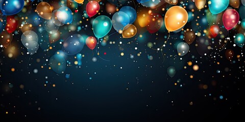 Fototapeta na wymiar Elegant celebration background featuring a burst of joyous confetti and luxurious colorful balloons