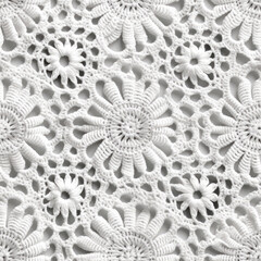 white crochet pattern seamless texture, generative ai