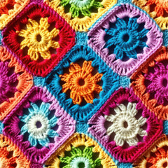 Fototapeta na wymiar colorful crochet pattern seamless texture, generative ai