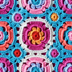 colorful crochet pattern seamless texture, generative ai