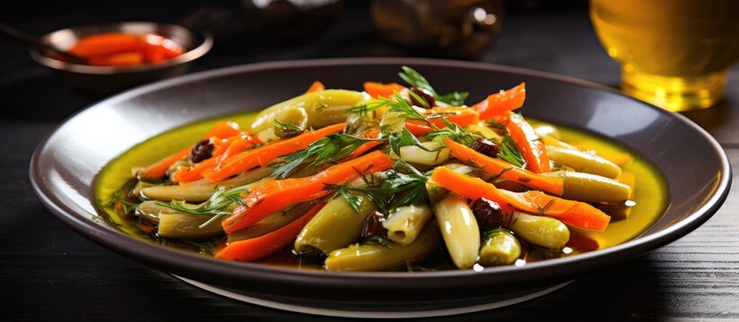 Turkish Style Braised Leeks and Carrots in Olive Oil also known as Zeytinyagli Pirasa is a delicious dish from Turkish cuisine