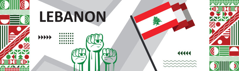  Lebanon national day banner for independence day vector,Celebration of Lebanese people geometric Lebanon flag color background illustration..eps