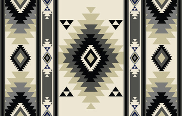 Ethnic tribal Aztec black and white background. Seamless tribal pattern, folk embroidery, tradition geometric Aztec ornament. Tradition Native and Navaho design for fabric, textile, print, rug, paper - obrazy, fototapety, plakaty