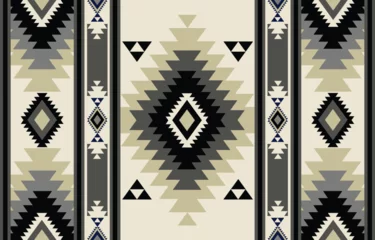 Papier Peint photo autocollant Style bohème Ethnic tribal Aztec black and white background. Seamless tribal pattern, folk embroidery, tradition geometric Aztec ornament. Tradition Native and Navaho design for fabric, textile, print, rug, paper