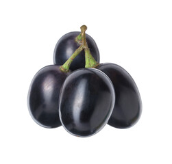Delicious ripe dark blue grapes isolated on white